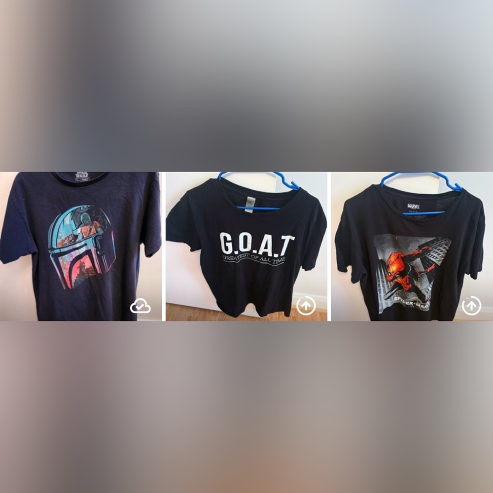 Gildan, Marvel & StarWars Menβs T-shirts, size large, Lot of 3